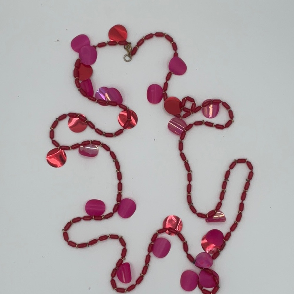 Vibrant Pink and Red Beaded Necklace